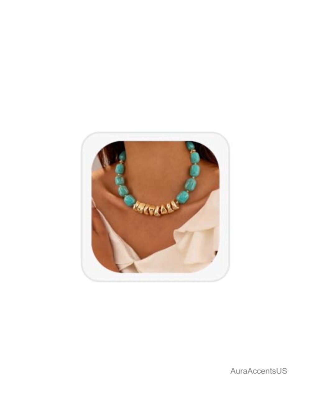 Chunky Beaded Statement Choker Necklace Resin Bead Boho Jewelry Women